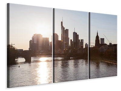 3 darab Vászonképek Skyline Sunrise In Frankfurt