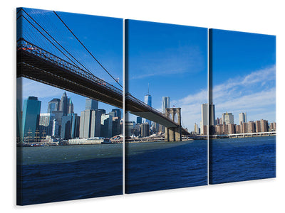 3 darab Vászonképek Brooklyn Bridge in sunshine