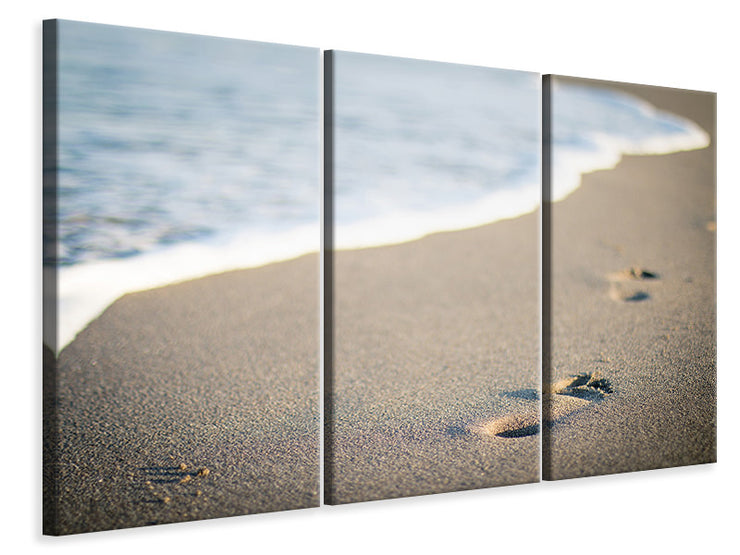 3 darab Vászonképek Footprints in the sand on the beach