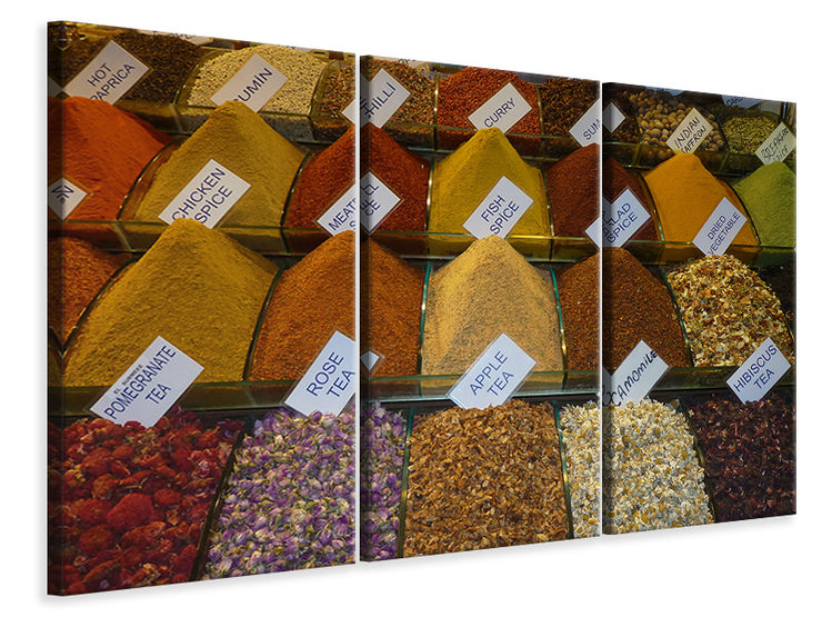 3 darab Vászonképek Spices in the market