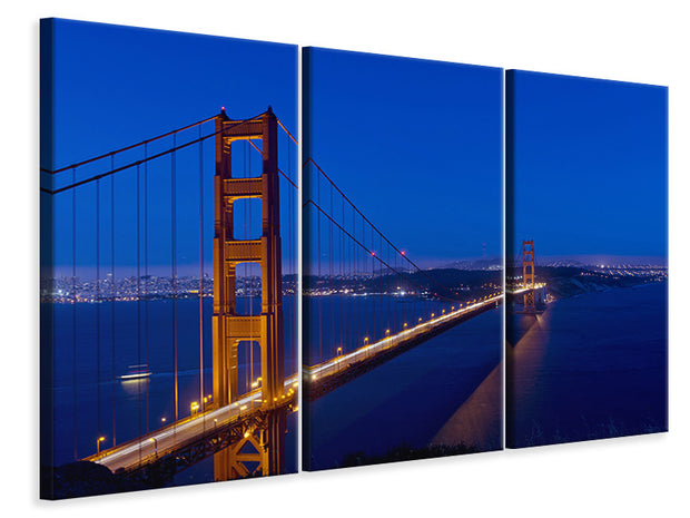 3 darab Vászonképek Golden Gate at night