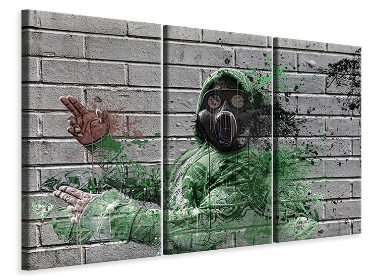 3 darab Vászonképek Graffiti gas mask