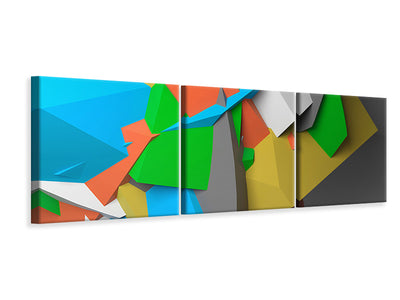 3 darab Vászonképek Panoramic 3D-Geometric Figures