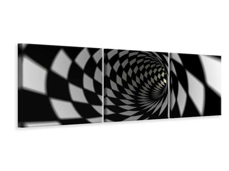 3 darab Vászonképek Panoramic Abstract Tunnel Black u0026 White