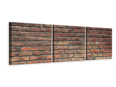 3 darab Vászonképek Panoramic Brown Brick Wall