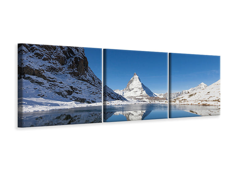 3 darab Vászonképek Panoramic The Riffelsee On Matterhorn