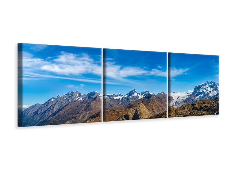 3 darab Vászonképek Panoramic Swiss Alps In Spring
