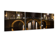 3 darab Vászonképek Panoramic At night in Amsterdam