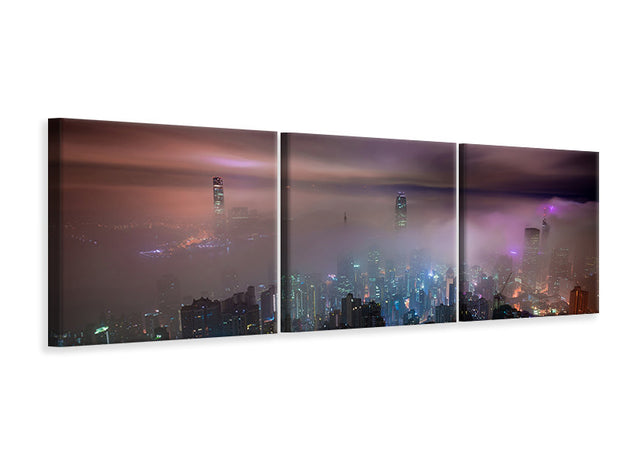 3 darab Vászonképek Panoramic Smog in Hong Kong