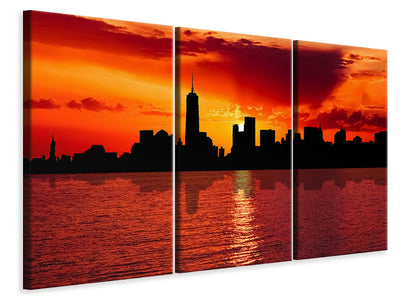3 darab Vászonképek NYC skyline at dusk