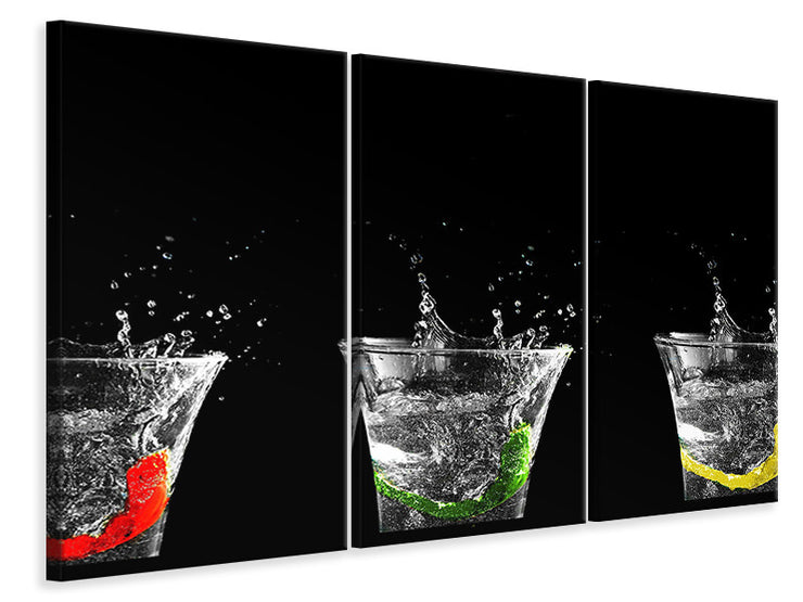 3 darab Vászonképek Splashing water glasses