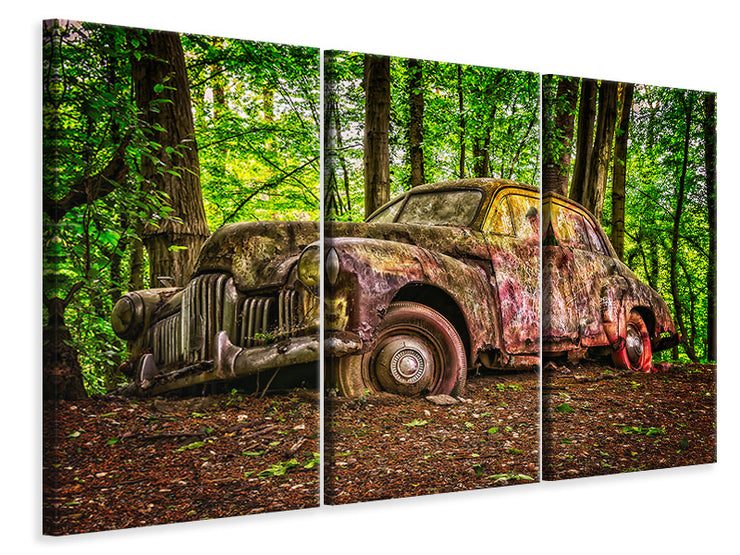 3 darab Vászonképek Abandoned classic car