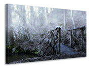 Vászonképek Old wooden bridge in the forest