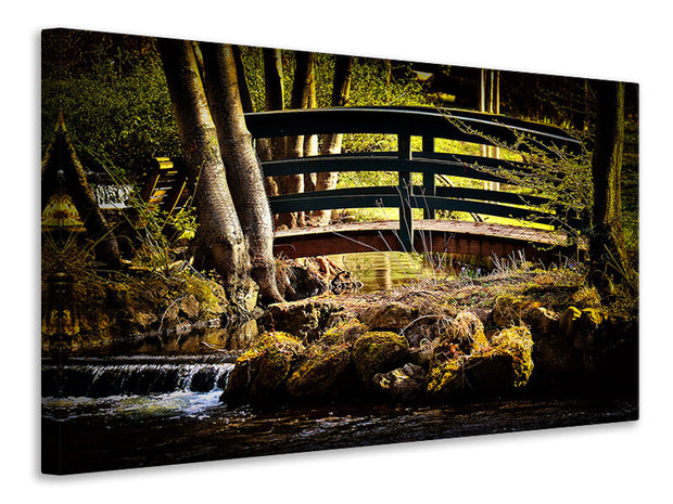 Vászonképek Wooden bridge in the forest