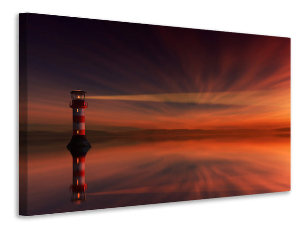 Vászonképek Red sky at the lighthouse