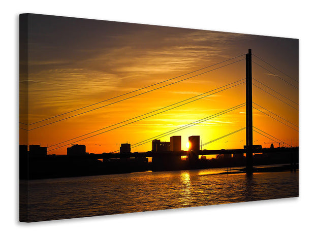 Vászonképek Skyline Dusseldorf at sunset